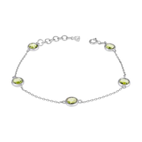 Браслет из серебра 925 с хризолитом, ср. вес 4,16г