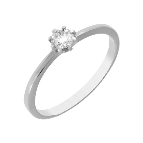 Кольцо из серебра 925 с фианитом, ср. вес 1,08г