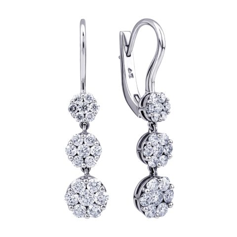 Серьги из белого золота 585 с бриллиантом, ср. вес 4,59г