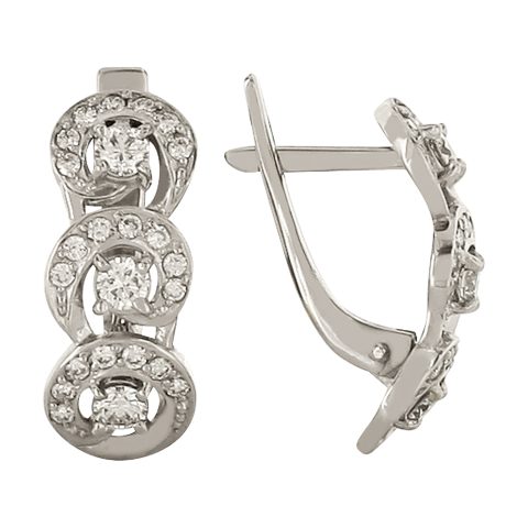 Серьги из серебра 925 с фианитом, ср. вес 2,73г