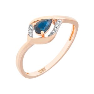 Кольцо из красного золота 585 с сапфиром, ср. вес 1,46г