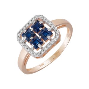 Кольцо из красного золота 585 с сапфирами, ср. вес 2,41г