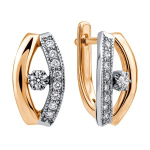Серьги из красного золота 585 с бриллиантами, ср. вес 4,58г
