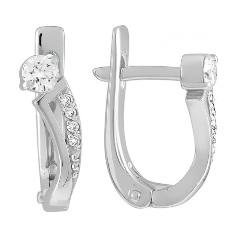 Серьги из серебра 925 с фианитом, ср. вес 1,88г