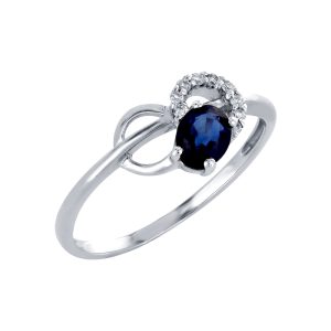 Кольцо из белого золота 585 с сапфиром, ср. вес 1,76г