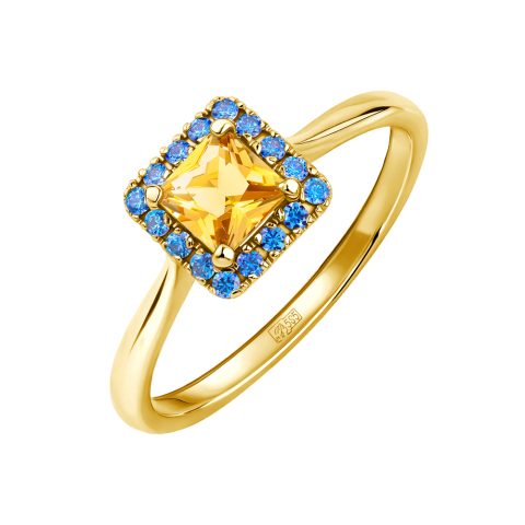 Кольцо из красного золота 585 с цитрином и кристаллами SWAROVSKI