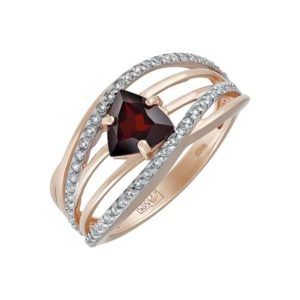 Кольцо из красного золота 585 с гранатом, ср. вес 2,82г