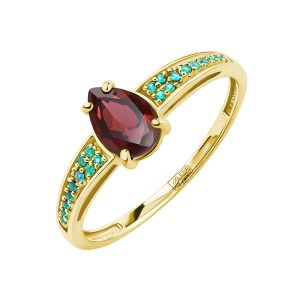 Кольцо из жёлтого золота 585 с гранатом, ср. вес 1,66г