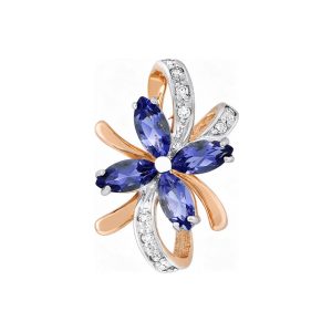 Подвеска из красного золота 585 с сапфирами, ср. вес 1г