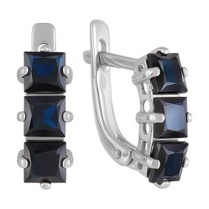 Серьги из белого золота 585 с сапфирами, ср. вес 3,09г