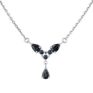 Колье из белого золота 585 с сапфирами, ср. вес 6,05г