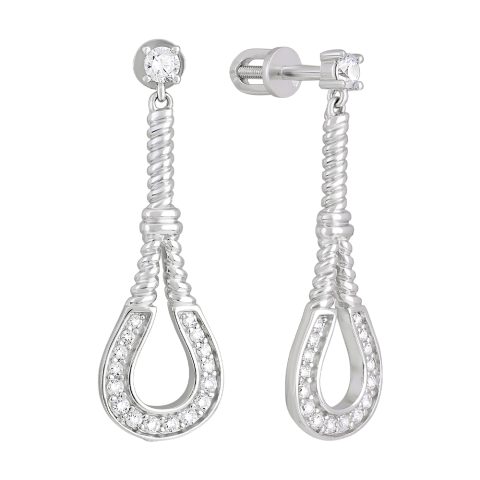 Серьги из серебра 925 с фианитом, ср. вес 4,41г