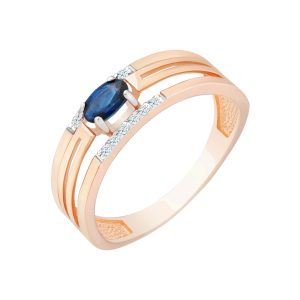 Кольцо из красного золота 585 с сапфиром, ср. вес 2,19г