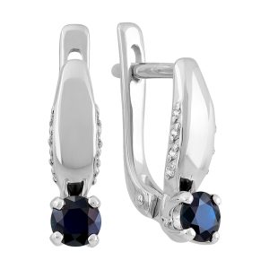 Серьги из белого золота 585 с сапфирами, ср. вес 2,48г