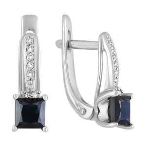 Серьги из белого золота 585 с сапфирами, ср. вес 2,16г