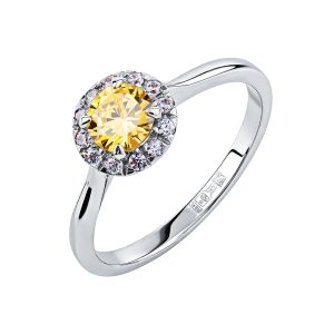Кольцо из белого золота 585 с фианитами, ср. вес 2,12г