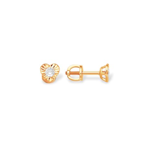 Серьги из красного золота 585 с фианитами, ср. вес 1,43г