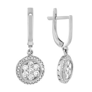 Серьги из белого золота 585 с бриллиантами, ср. вес 4,33г