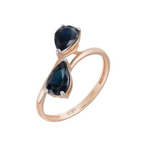 Кольцо из красного золота 585 с сапфирами, ср. вес 1,59г