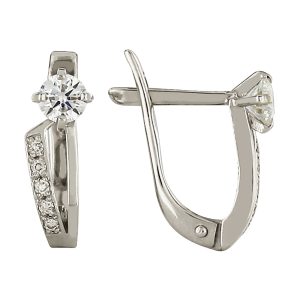 Серьги из белого золота 585 с бриллиантами, ср. вес 2,14г