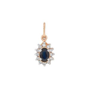Подвеска из красного золота 585 с сапфиром, ср. вес 1,33г