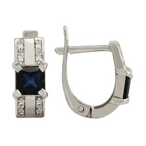 Серьги из белого золота 585 с сапфирами, ср. вес 3,01г