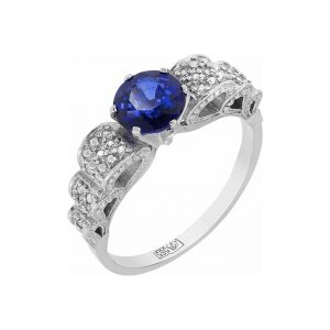 Кольцо из белого золота 585 с сапфиром, ср. вес 3,71г