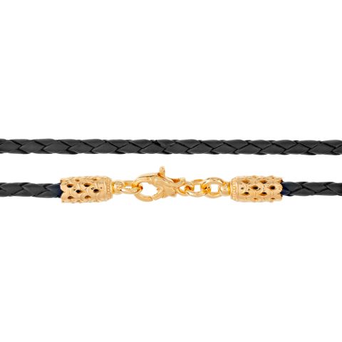 Шнурок из серебра 925 плетеный кожаный, ср. вес 5,28г