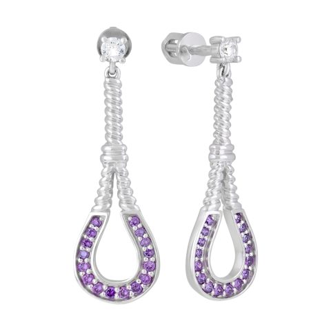 Серьги из серебра 925 с фианитом, ср. вес 4,4г