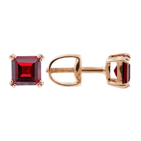Серьги из красного золота 585 с гранатами, ср. вес 1,03г