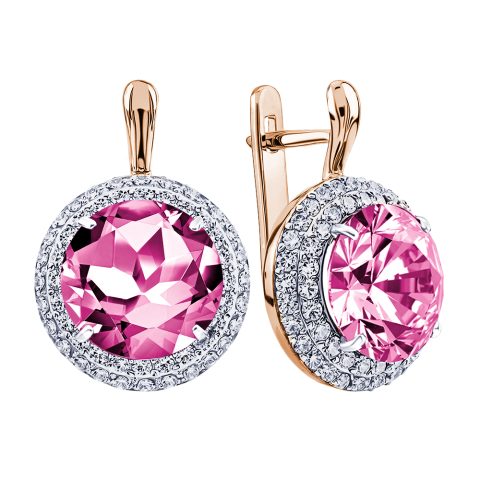 Серьги из красного золота 585 с топазами, ср. вес 6,2г