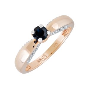Кольцо из красного золота 585 с сапфиром, ср. вес 1,98г