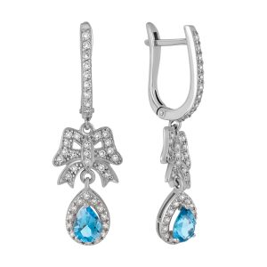 Серьги из серебра 925 с топазами, ср. вес 5,29г