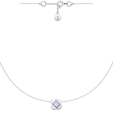 Колье из серебра 925 с фианитом, ср. вес 1,45г