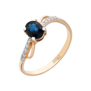 Кольцо из красного золота 585 с сапфиром, ср. вес 1,78г