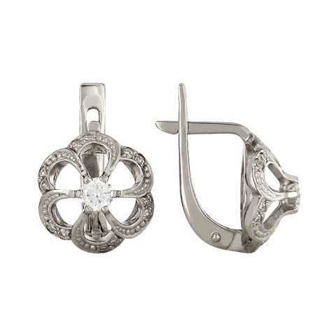 Серьги из серебра 925 с фианитом, ср. вес 2,47г