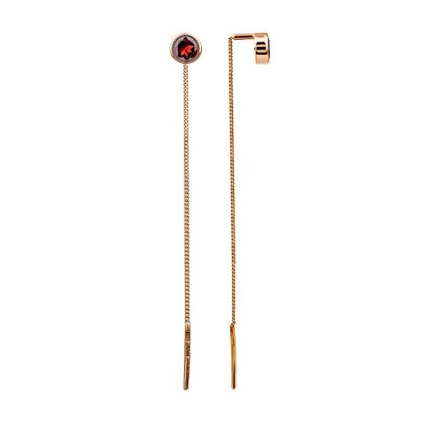 Серьги из красного золота 585 с гранатами, ср. вес 1,22г
