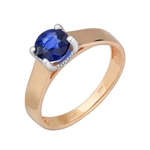 Кольцо из красного золота 585 с сапфиром, ср. вес 2,47г