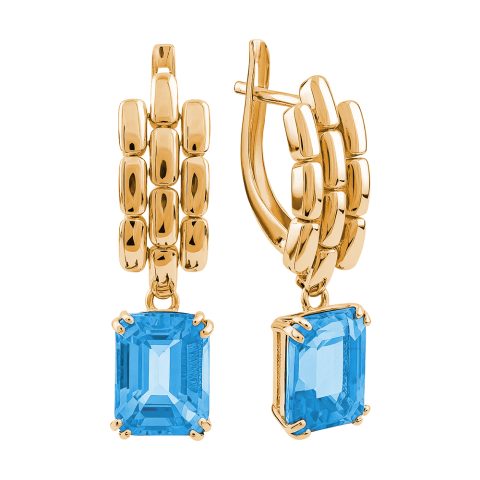 Серьги из красного золота 585 с топазами, ср. вес 5,17г