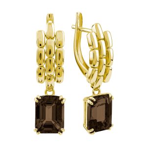 Серьги из жёлтого золота 585 с раухтопазами, ср. вес 4,93г