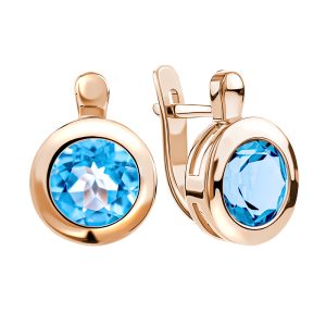 Серьги из красного золота 585 с топазами, ср. вес 3,8г
