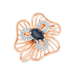 Кольцо из красного золота 585 с сапфиром, ср. вес 4,17г