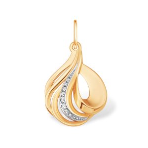 Подвеска из красного золота 585 с фианитами, ср. вес 1,07г