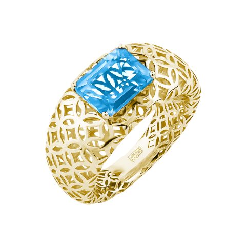Кольцо из жёлтого золота 585 с топазом, ср. вес 3,93г