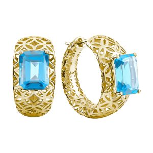 Серьги из жёлтого золота 585 с топазами, ср. вес 6,61г