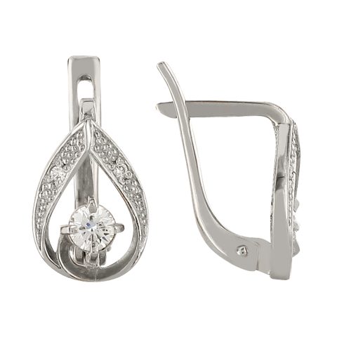 Серьги из серебра 925 с фианитом, ср. вес 2,04г