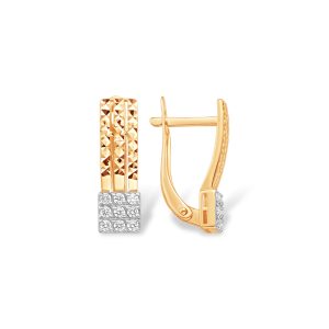 Серьги из красного золота 585 с фианитами, ср. вес 2,63г