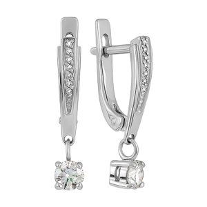 Серьги из белого золота 585 с бриллиантами, ср. вес 2,83г