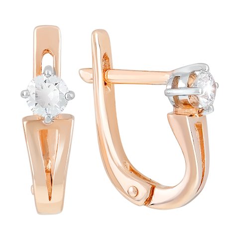 Серьги из красного золота 585 с бриллиантом, ср. вес 2,43г