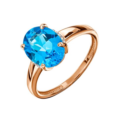 Кольцо из красного золота 585 с топазом, ср. вес 1,76г